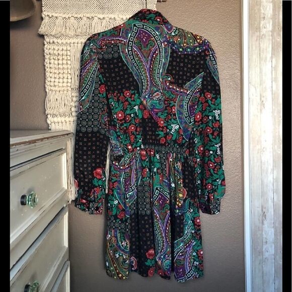 Leslie Faye Vintage Black Floral Long Sleeve Dress - Picture 3 of 9